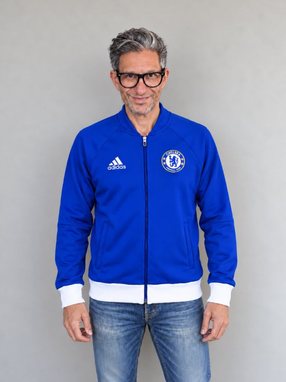 Adidas Chelsea FC Men's Retro Blue Full Zip Track Anthem Jacket Small